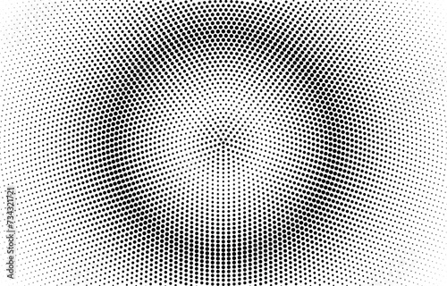 Abstract noise and gradient background with grain and dot pattern. halftone circles and spray effect for dynamic texture. Flat vector illustration isolated on white background.