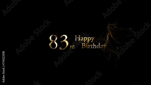 Happy 83rd birthday greetings with gold particles, happy birthday banner photo