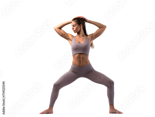 a woman in a yoga outfit