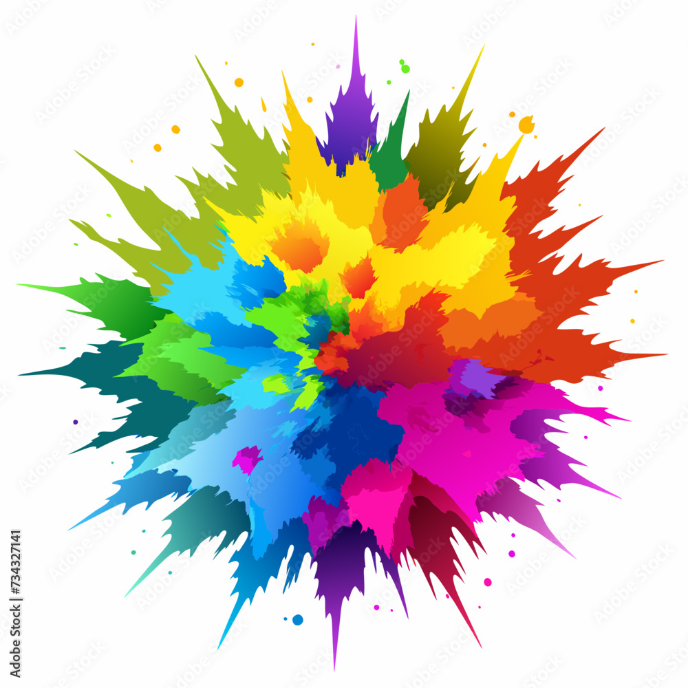 Multicolor powder explosion on White background Multicolor powder explosion on White background