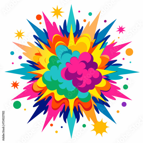 Multicolor powder explosion on White background © IconicWave