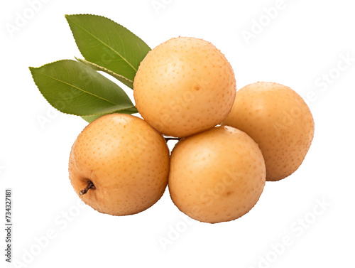 a group of round fruit with leaves