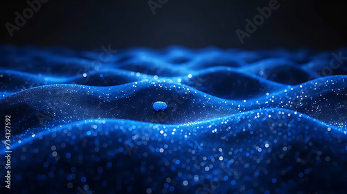background of a dark blue sonic ocean, in the style of confetti-like dots, focus stacking,  smooth and curved lines, gravity-defying landscapes, water drops © EnioRBC