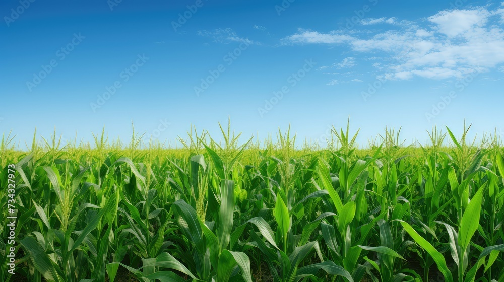 rural corn field with blue sky rural corn field with blue sky