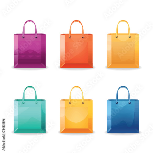 Set of colorful empty shopping bags isolated