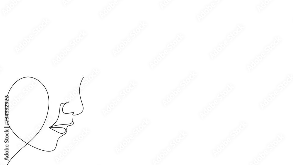 Continuous line сouple man and woman line art illustration. 4k stock video of a developing with alpha channel.