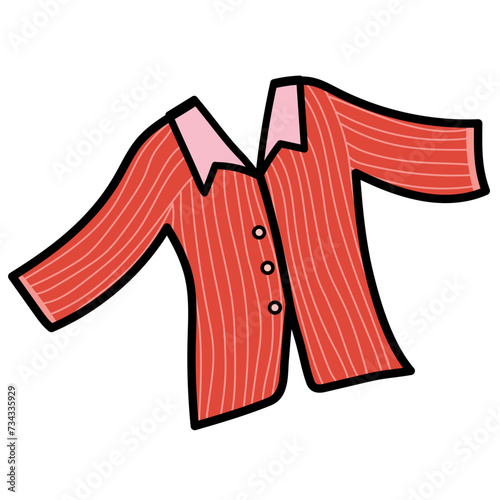Pyjamas element in cartoon style isolated on white. Night clothes icon. Great for chore chart and for  kids design. Vector illustration