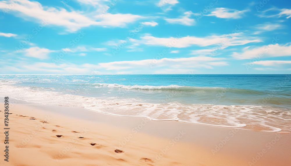 Tranquil sunset over blue water, a serene summer vacation generated by AI