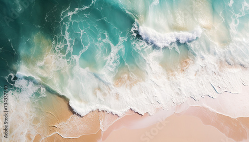 Bright blue wave splashing on sandy coastline, nature abstract beauty generated by AI