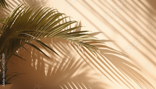 Tropical palm tree silhouette, green fronds, bright sunlight, tranquil beach generated by AI