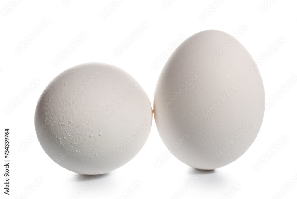 Fresh chicken eggs on white background Fresh chicken eggs on white background