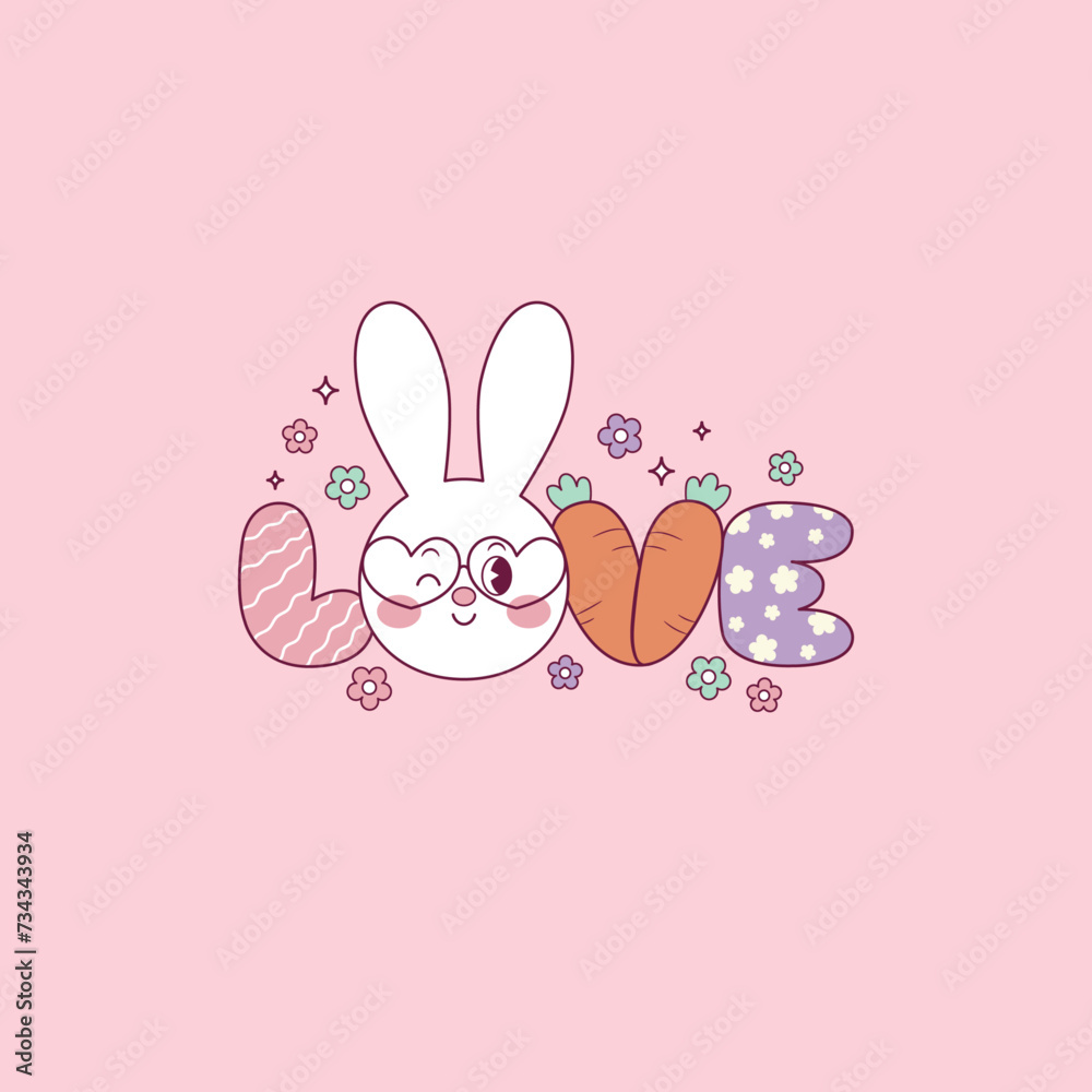 cute easter illustration of the word love cute easter illustration of the word love