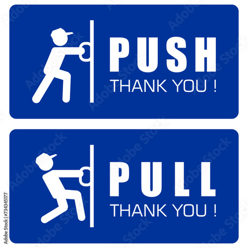 Push and Pull, sticker and label vector