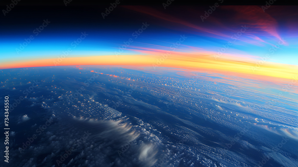 A breathtaking photograph taken from above the clouds, revealing a stunning vista of a beautiful sky