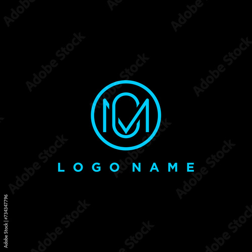 mc or cm abstract initial letter linked circle monogram elegant luxury modern logo template design photo