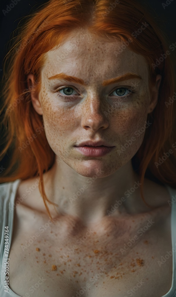 Beautiful Ginger Woman With Freckles 