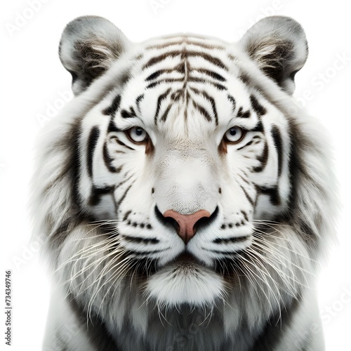 Portrait of a tiger facing the front of the camera, growling, direct eye contact, animal world, surrealism, sharp contrast, 8k photorealism. Generative AI