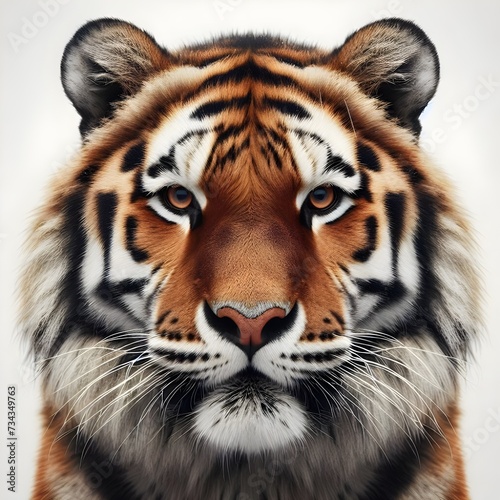 Portrait of a tiger facing the front of the camera  growling  direct eye contact  animal world  surrealism  sharp contrast  8k photorealism. Generative AI