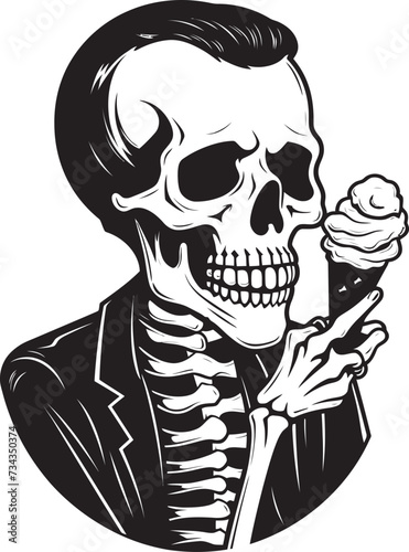Grimly Good Skeletons Devouring Soft Ice Cream