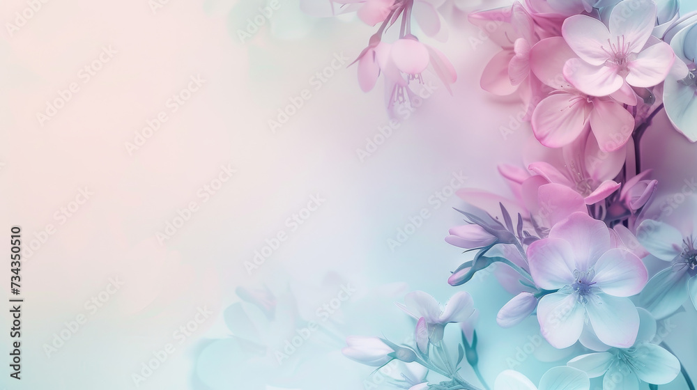 Flowers on a pastel background, room for text Flowers on a pastel background, room for text