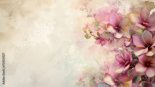 Flowers on a pastel background  room for text