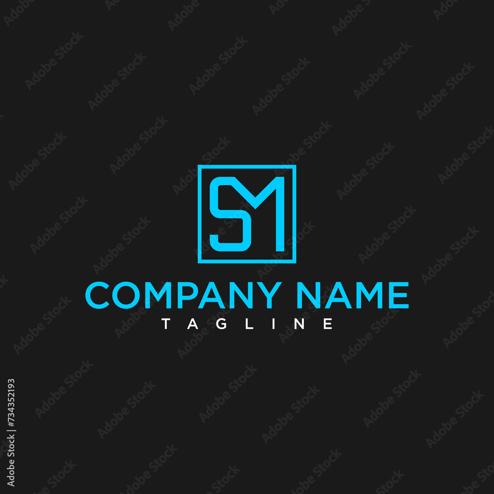 sm or ms luxury abstract initial square logo design inspiration
