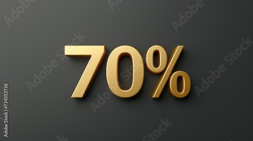 70% discount on promotional sales. A number with a percent sign is written in gold letters on a dark gray background