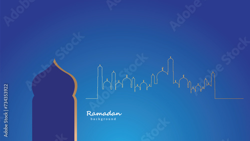 Ramadan kareem vector illustration, ramadan holiday celebration background, isolated in blue background