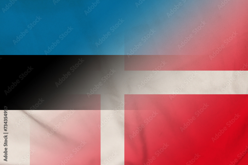 Fototapeta premium Estonia and Denmark national flag transborder negotiation DNK EST