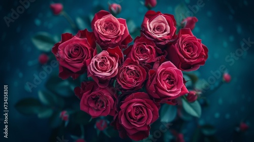 realistic roses arranged in heart generative ai © ThisDesign