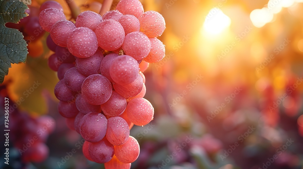 A bunch of red grapes between the grape leaves in a vineyard of Güímar, Tenerife, Canary Islands A bunch of red grapes between the grape leaves in a vineyard of Güímar, Tenerife, Canary Islands