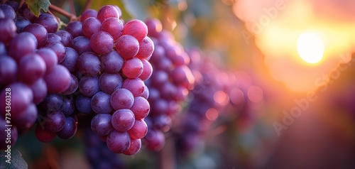 A bunch of red grapes between the grape leaves in a vineyard of Güímar, Tenerife, Canary Islands