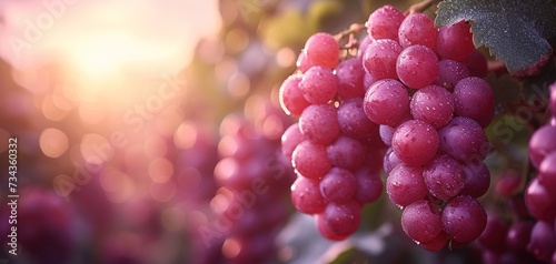 A bunch of red grapes between the grape leaves in a vineyard of Güímar, Tenerife, Canary Islands