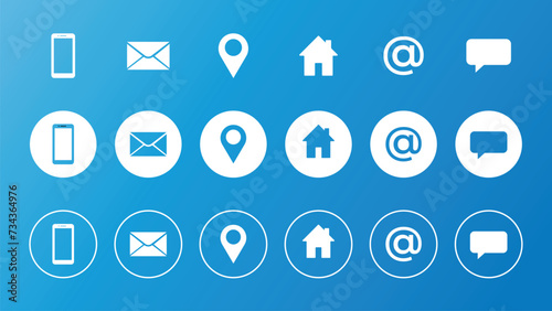 Vector contact us web icon set for web and mobile communication set flat vector illustration