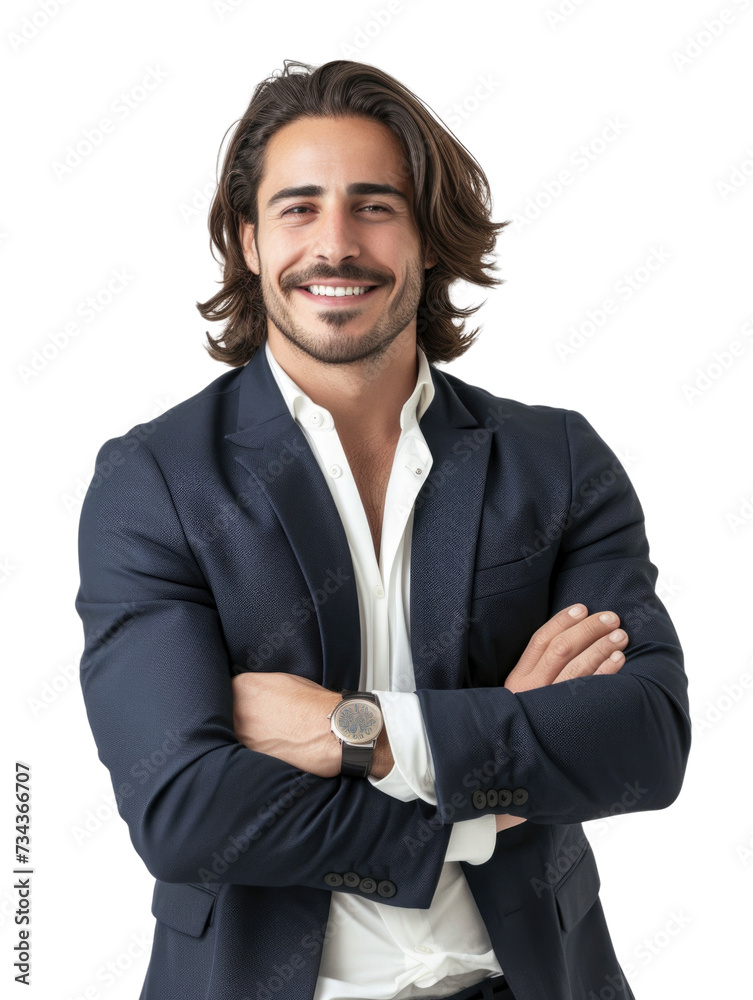 30s male handsome long hair business man in transparent background 30s male handsome long hair business man in transparent background