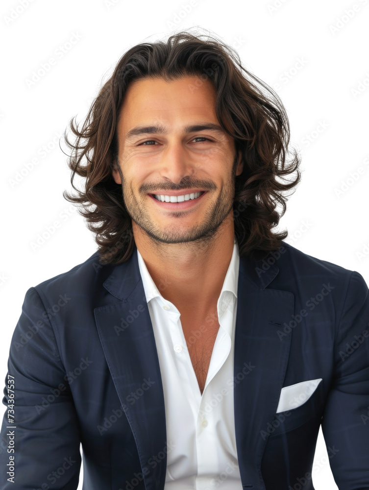 30s male handsome long hair business man in transparent background 30s male handsome long hair business man in transparent background