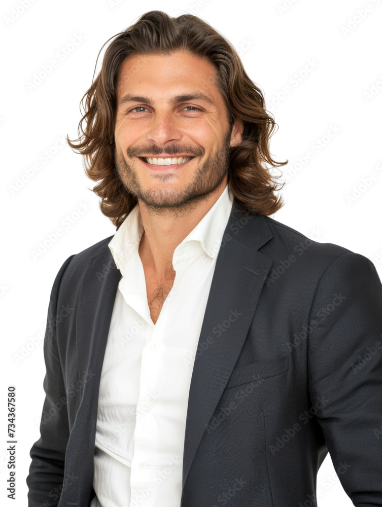 30s male handsome long hair business man in transparent background 30s male handsome long hair business man in transparent background