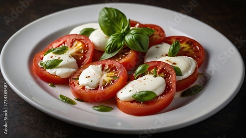 Tomatoes with melted mozarella on a plate