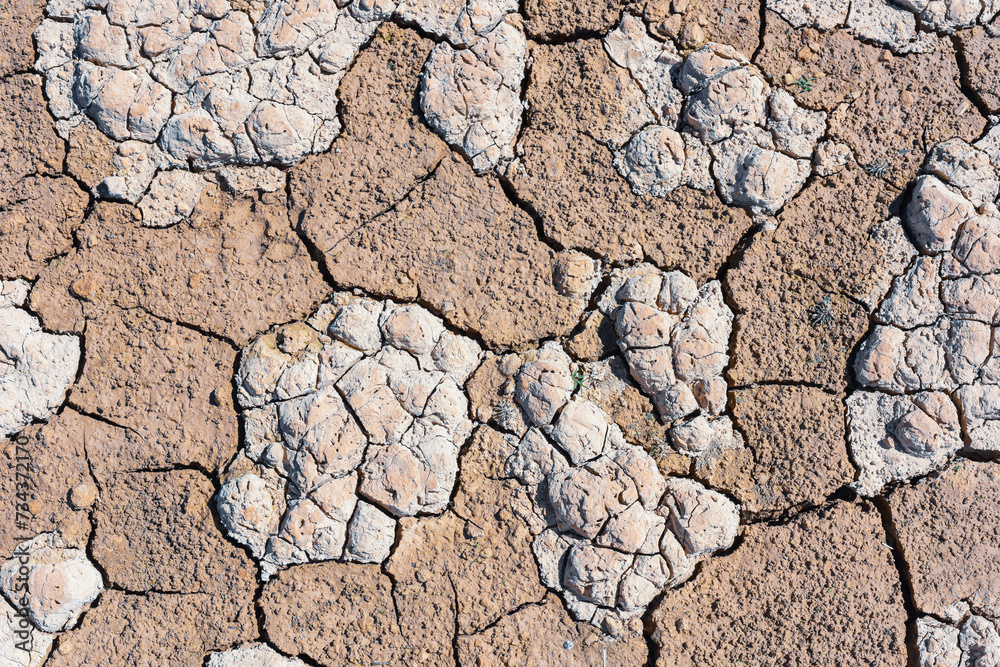 Detalle de tierra seca agrietada debido a la sequía y al cambio climático Detalle de tierra seca agrietada debido a la sequía y al cambio climático