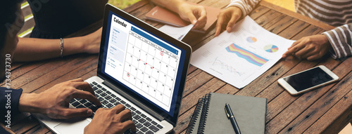 Calendar on computer software application for modish schedule planning for personal organizer and online business