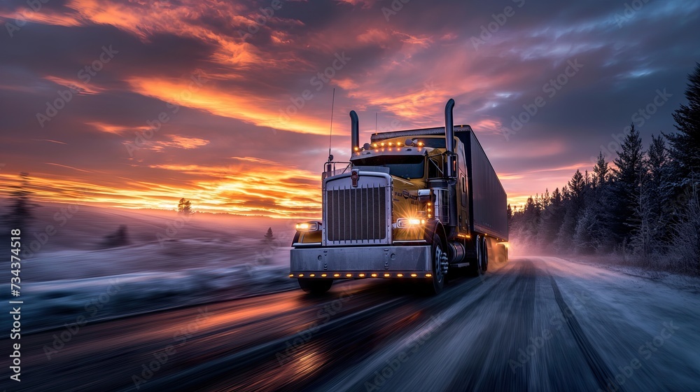 Truck Transportation logistics, this commercial blue truck dominates the road, merging speed, cargo delivery, and the essence of truck transportation logistics Truck Transportation logistics, this commercial blue truck dominates the road, merging speed, cargo delivery, and the essence of truck transportation logistics