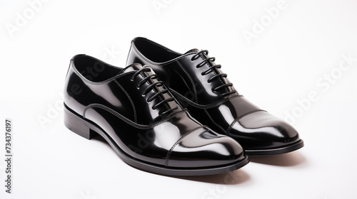 A Pair of Polished Black Leather Oxford Shoes
