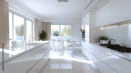 Modern white kitchen clean interior design --ar 16 9