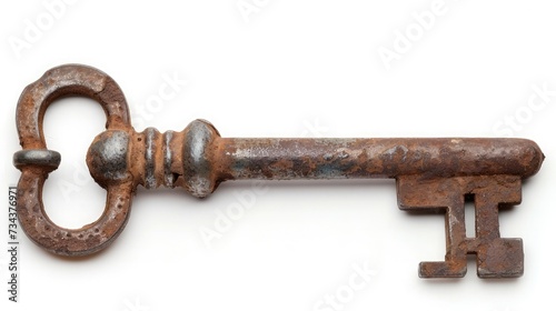 Old key isolated on white