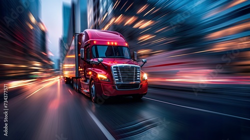 commercial semi-truck in motion, a testament to Truck Transportation logistics, portrays powerful freight dynamics, road resilience, and steadfast truck transportation logistics