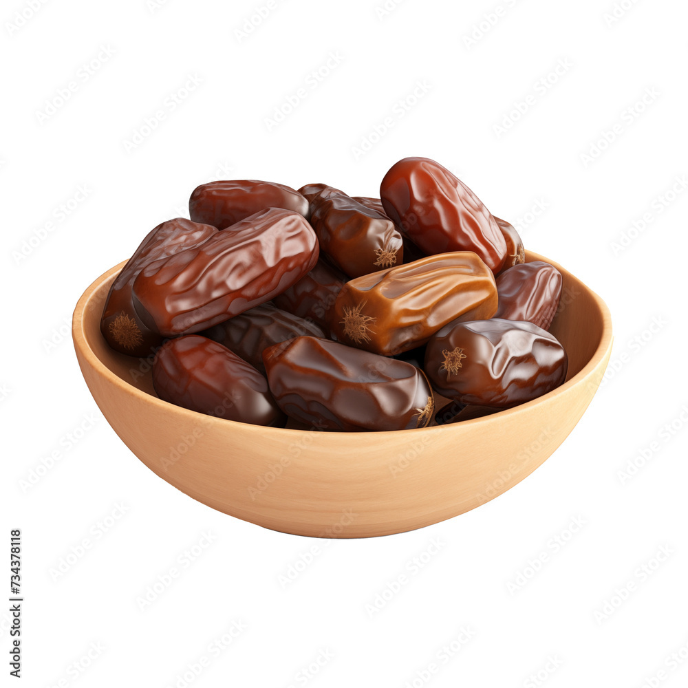 Dates fruits in a bowl isolated on a white background Dates fruits in a bowl isolated on a white background