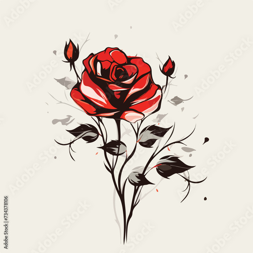 Vector Abstract Rose with Black Lines.