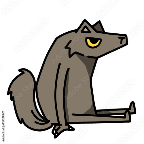 cute wolf sitting transparent background vector illustration	