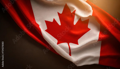Happy Canada Day, July 1. National flag of Canada background with soft yellow light