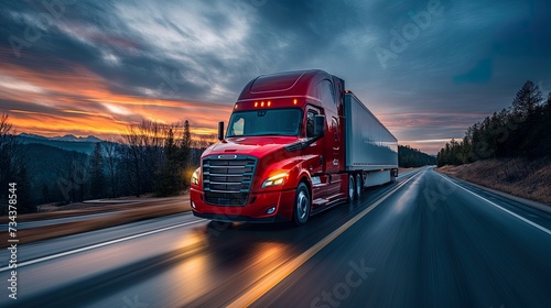 commercial truck blurs by, embodying Truck Transportation logistics with its emphasis on cargo speed, highway transit, delivery efficiency, and superior truck transportation logistics